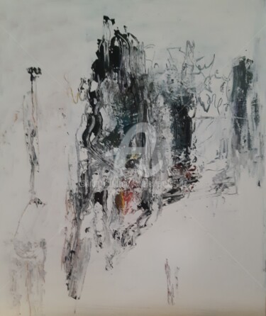 Painting titled "BLACK AND WHITE" by Danièle Mercier-Lutz, Original Artwork, Acrylic Mounted on Wood Stretcher frame