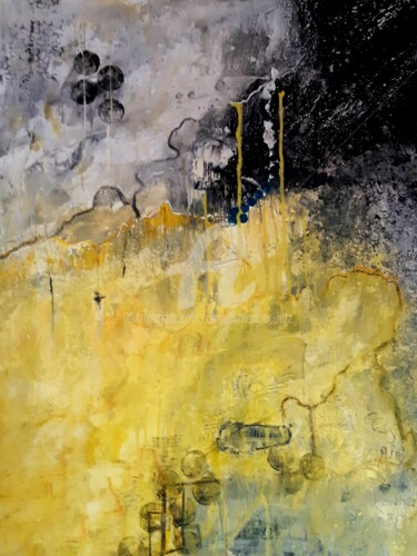 「SUR LA ROUTE」というタイトルの絵画 Danièle Mercier-Lutzによって, オリジナルのアートワーク, アクリル ウッドストレッチャーフレームにマウント
