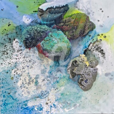 Eaux primordiales 1/3, Acrylique 100 x100 cm Peinture intitulée "Eaux primordiales 1…" par Daniele Sanchez Dsz, Œuvre d'art originale, Acrylique Monté sur Châssis en bois