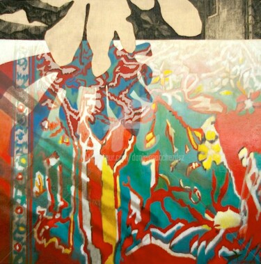 제목이 "LE TAPIS, huile et…"인 미술작품 Daniele Sanchez Dsz로, 원작, 기름 나무 들것 프레임에 장착됨
