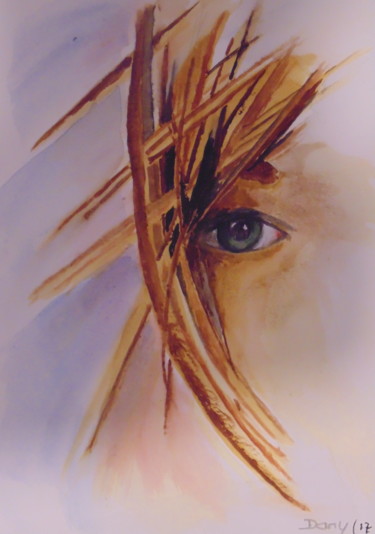 Peinture intitulée "Regard" par Daniel Halin, Œuvre d'art originale, Aquarelle