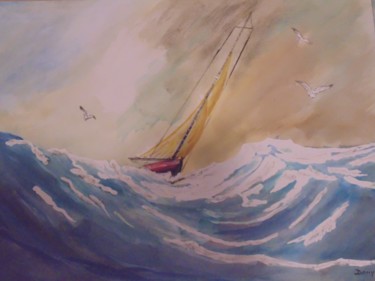 Peinture intitulée "Au vent du large" par Daniel Halin, Œuvre d'art originale, Aquarelle