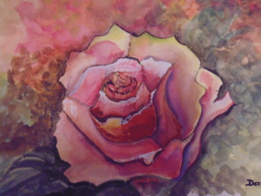 Peinture intitulée "the rose" par Daniel Halin, Œuvre d'art originale, Aquarelle
