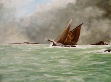 Peinture intitulée "Gros temps en mer" par Daniel Halin, Œuvre d'art originale, Acrylique
