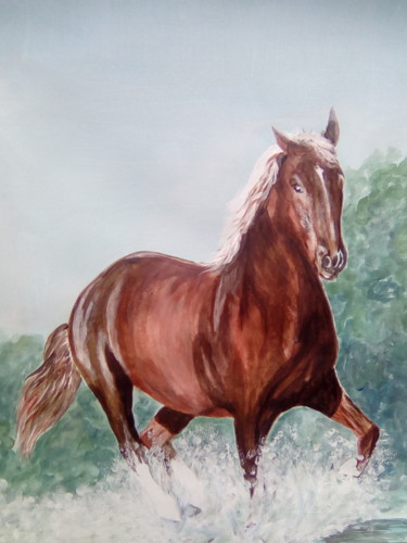 Peinture intitulée "Galop matinal" par Daniel Halin, Œuvre d'art originale, Acrylique