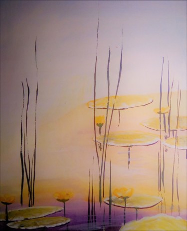 Peinture intitulée "aube sur l'étang" par Daniel Halin, Œuvre d'art originale, Acrylique