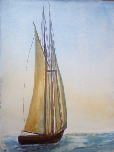 Peinture intitulée "voilier1" par Daniel Halin, Œuvre d'art originale, Gouache