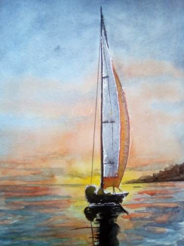 Peinture intitulée "le voilier 2" par Daniel Halin, Œuvre d'art originale, Acrylique