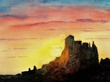 Peinture intitulée "coucher de soleil s…" par Daniel Halin, Œuvre d'art originale, Acrylique