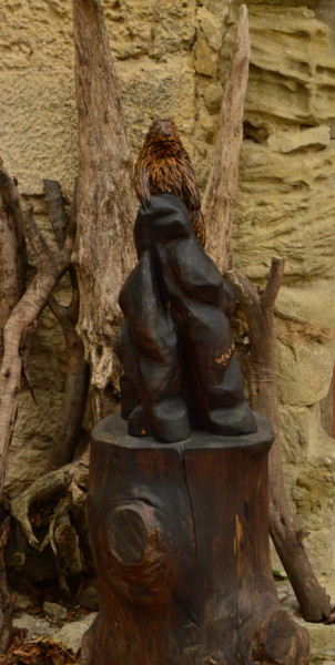 Sculpture titled "La marmotte" by Daniel Haran, Original Artwork, Wood