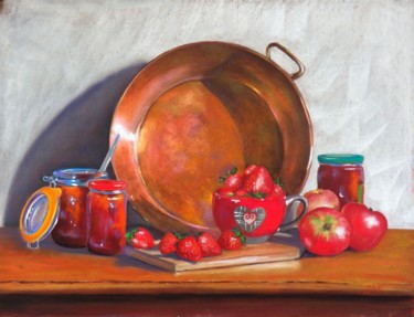 Peinture intitulée "Le temps des fraise…" par Dhf, Œuvre d'art originale, Autre