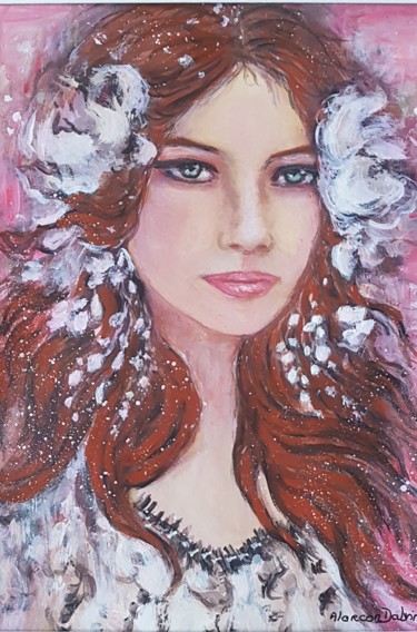 Painting titled "Fée des fleurs" by Danielle Alarcon Dalvin, Original Artwork, Acrylic