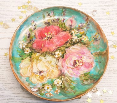 Design intitulada "Assiette porcelaine…" por Danielle Alarcon Dalvin, Obras de arte originais, Quadro de Arte