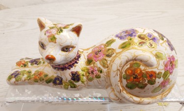 Design intitulée "Céramique chat  piè…" par Danielle Alarcon Dalvin, Œuvre d'art originale, Art de la table