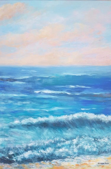 MER MEDITERRANÉE LES VAGUES TABLEAU PEINTURE THE SEA CANVAS Peinture intitulée "MER MEDITERRANÉE LE…" par Danielle Alarcon Dalvin, Œuvre d'art originale, Acrylique