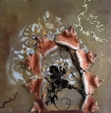 Painting titled "IMAGINAIRE" by Danielle Alzonne, Original Artwork, Acrylic Mounted on Wood Stretcher frame