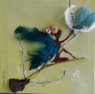 Painting titled "Fée" by Danielle Alzonne, Original Artwork, Acrylic Mounted on Wood Stretcher frame