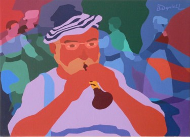 Schilderij getiteld "Joueur de bombarde" door Danielle Braillon (DANIELL), Origineel Kunstwerk, Olie