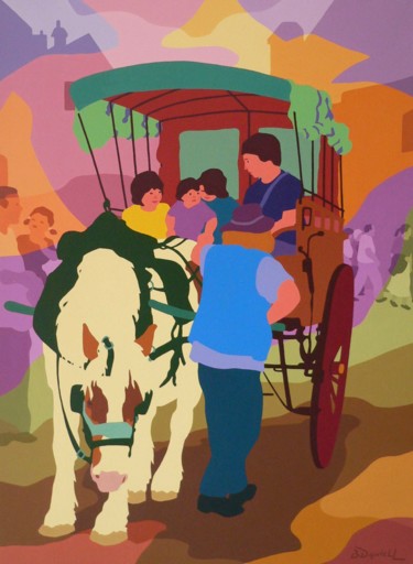 Pintura titulada "Promenade en char à…" por Danielle Braillon (DANIELL), Obra de arte original, Oleo
