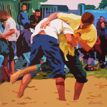 Malerei mit dem Titel "Jeu de jambes" von Danielle Braillon (DANIELL), Original-Kunstwerk, Öl