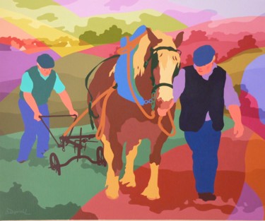 Painting titled "Labours" by Danielle Braillon (DANIELL), Original Artwork, Oil