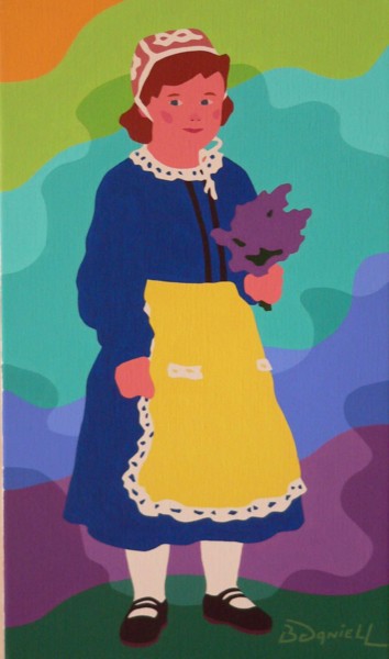 Pintura intitulada "Petite fille au tab…" por Danielle Braillon (DANIELL), Obras de arte originais, Óleo