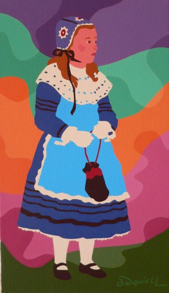 Painting titled "Petite fille au tab…" by Danielle Braillon (DANIELL), Original Artwork, Oil