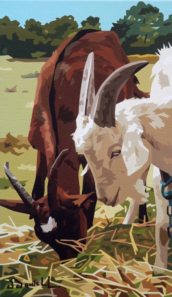 Peinture intitulée "Dans la prairie" par Danielle Braillon (DANIELL), Œuvre d'art originale, Huile