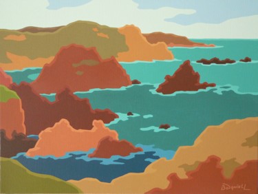 Peinture intitulée "Côte du Cap-Sizun" par Danielle Braillon (DANIELL), Œuvre d'art originale, Huile