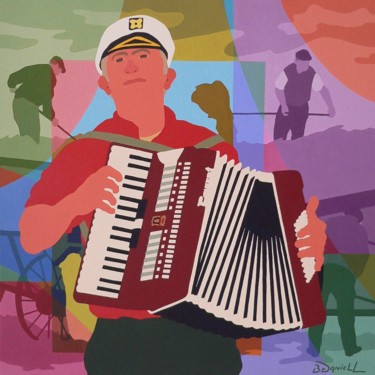 Pintura titulada "L'accordéoniste" por Danielle Braillon (DANIELL), Obra de arte original, Oleo