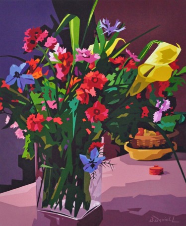 Malarstwo zatytułowany „Bouquet” autorstwa Danielle Braillon (DANIELL), Oryginalna praca, Olej