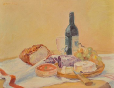 Painting titled "Petite collation" by Danielle Braillon (DANIELL), Original Artwork, Oil Mounted on Wood Panel