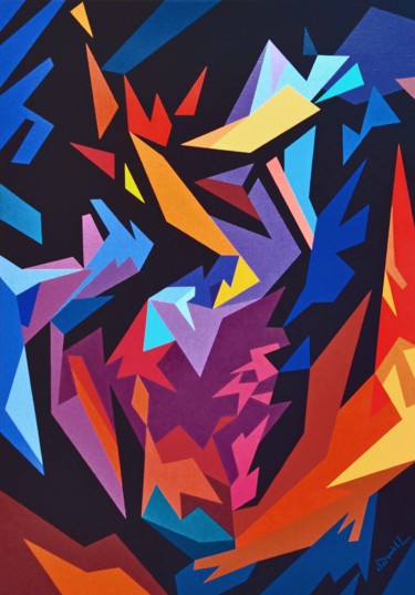 Malerei mit dem Titel "Flammes" von Danielle Braillon (DANIELL), Original-Kunstwerk, Öl