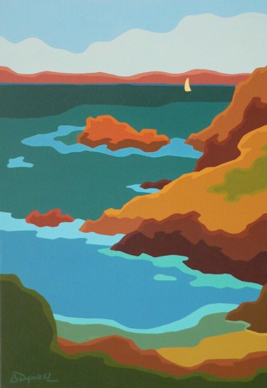 Painting titled "Pointe de Penharn" by Danielle Braillon (DANIELL), Original Artwork, Oil