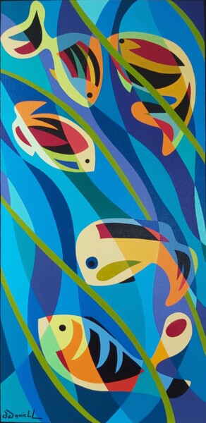 Malerei mit dem Titel "Lagon" von Danielle Braillon (DANIELL), Original-Kunstwerk, Öl