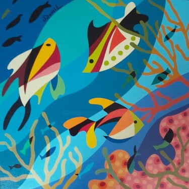 Ζωγραφική με τίτλο "Récifs" από Danielle Braillon (DANIELL), Αυθεντικά έργα τέχνης, Λάδι
