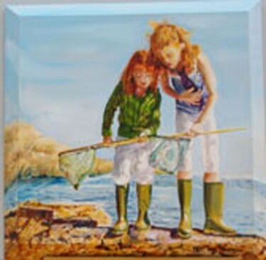 Painting titled "petite pêche   (pas…" by Danielle De  Block, Original Artwork, Oil