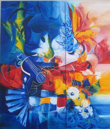 Peinture intitulée "Flamenco   (pas à v…" par Danielle De  Block, Œuvre d'art originale