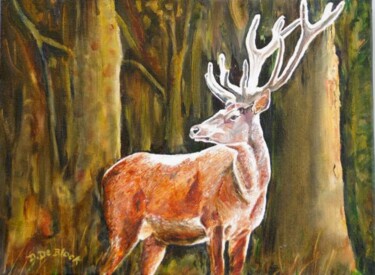 Painting titled "Le roi de la forêt" by Danielle De  Block, Original Artwork