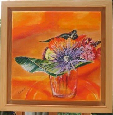 Painting titled "Montage floral 1" by Danielle De  Block, Original Artwork