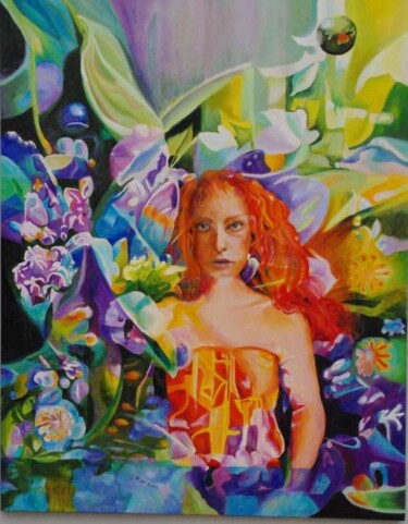 Painting titled "Regard" by Danielle De  Block, Original Artwork