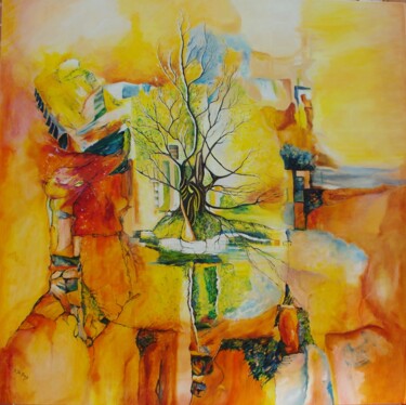 Painting titled "arbres-joyeux.jpg" by Danielle De  Block, Original Artwork