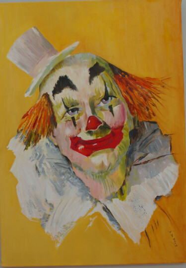 Peinture intitulée "Samy le clown" par Danielle De  Block, Œuvre d'art originale