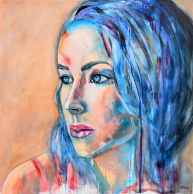Painting titled "Pensive" by Danielle Dumestre, Original Artwork, Acrylic Mounted on Wood Stretcher frame