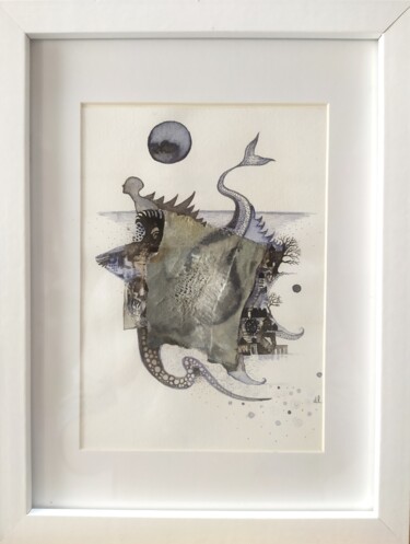 Dessin intitulée "Esquif 2" par Danielle Lequin, Œuvre d'art originale, Encre Monté sur Verre