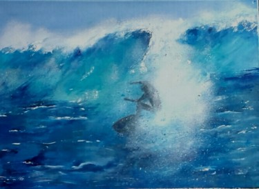 Painting titled "la vague" by Danielle Mangeon, Original Artwork, Acrylic