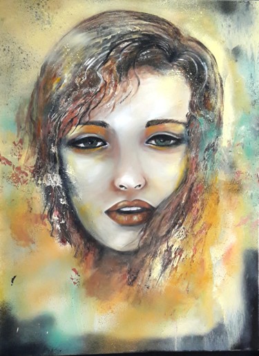 Malerei mit dem Titel "Soleil" von Danielle Mangeon, Original-Kunstwerk, Acryl