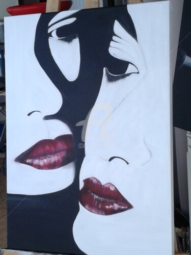 Painting titled "rouge baiser" by Danielle Pageot, Original Artwork, Oil