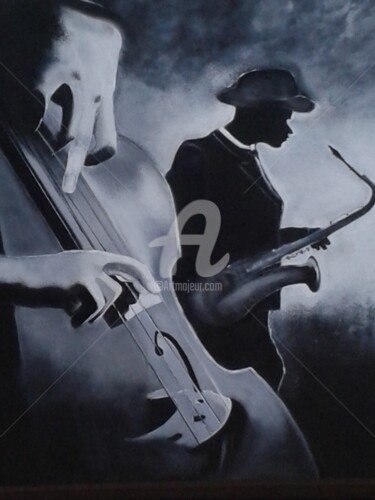 Painting titled "Ambiance jazz" by Danielle Pageot, Original Artwork, Oil