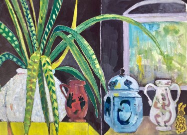 Pittura intitolato "Kitchen n°6" da Danielle Teyssedre, Opera d'arte originale, Acquarello Montato su Telaio per barella in…